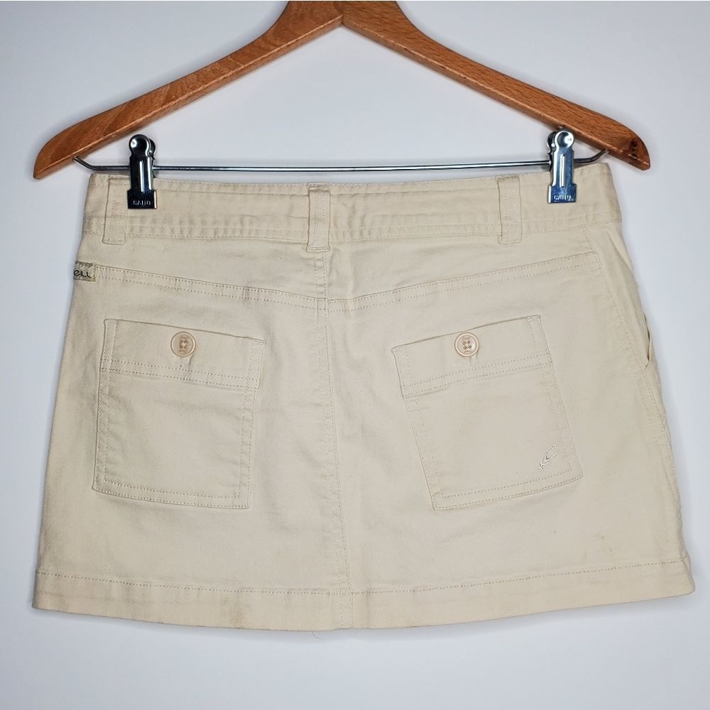 Vintage 00s Y2K O'Neil Super Short Mini Micro Low Rise Khaki Cargo Skirt Size S - Picture 4 of 6